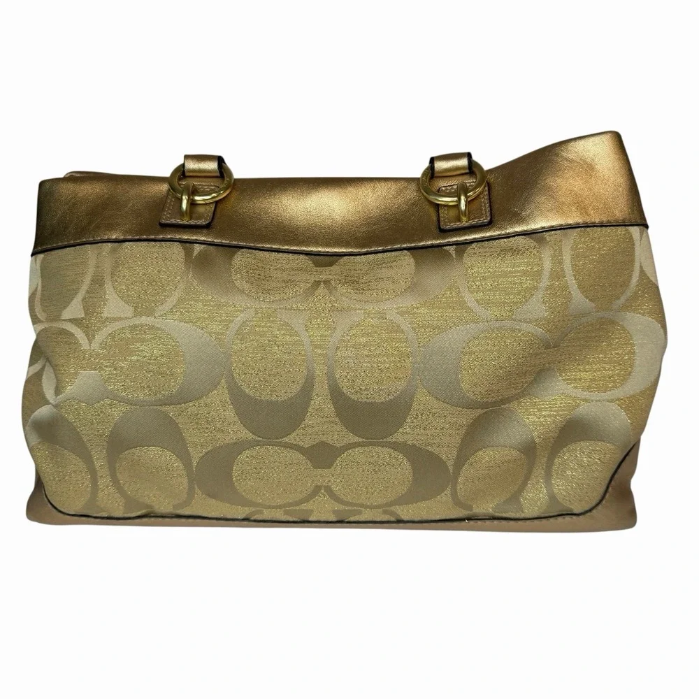 Authentic Vintage Coach Signature Tote Bag No. G0993-14433‎ Gold Leather Y2K 00s
